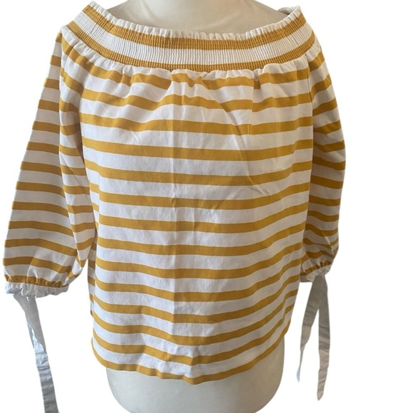 J Crew  Yellow and White striped shirt - Picture 3 of 7